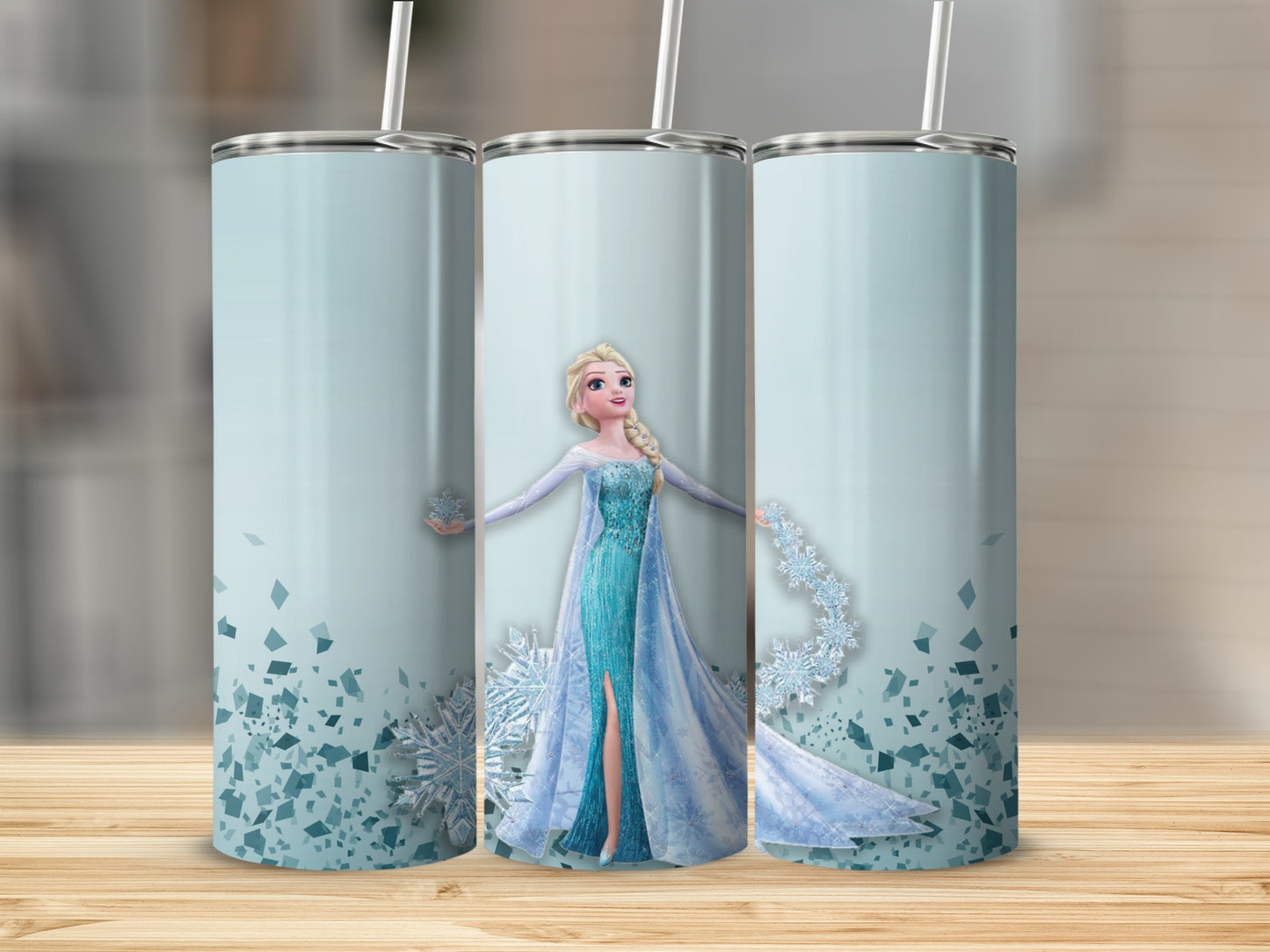 Elegant Princess Character Tumbler with Snowflakes Decor
