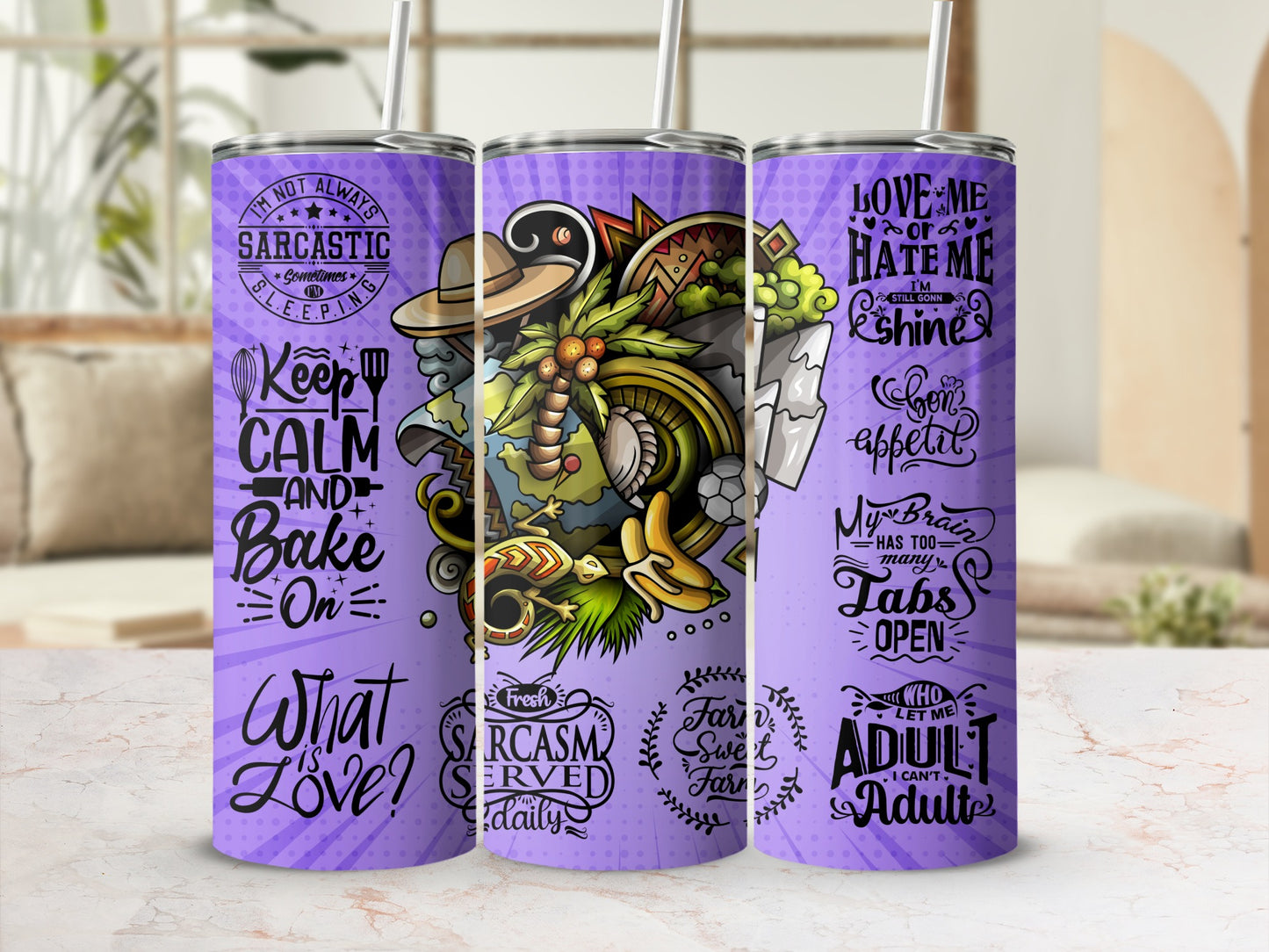 Keep Calm and Bake On Purple Insulated Tumbler