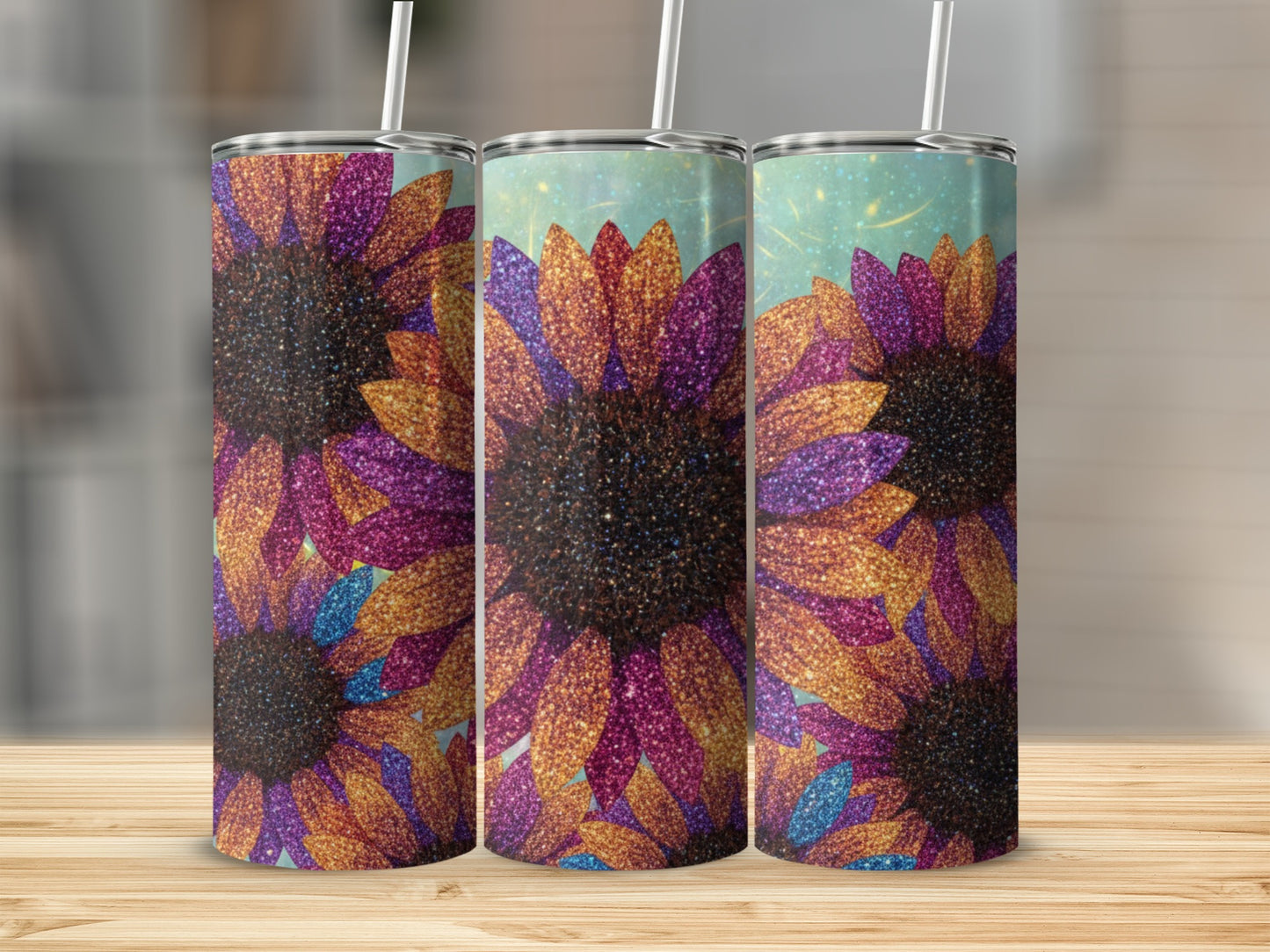 Colorful Sunflower Glitter Design Tumbler product