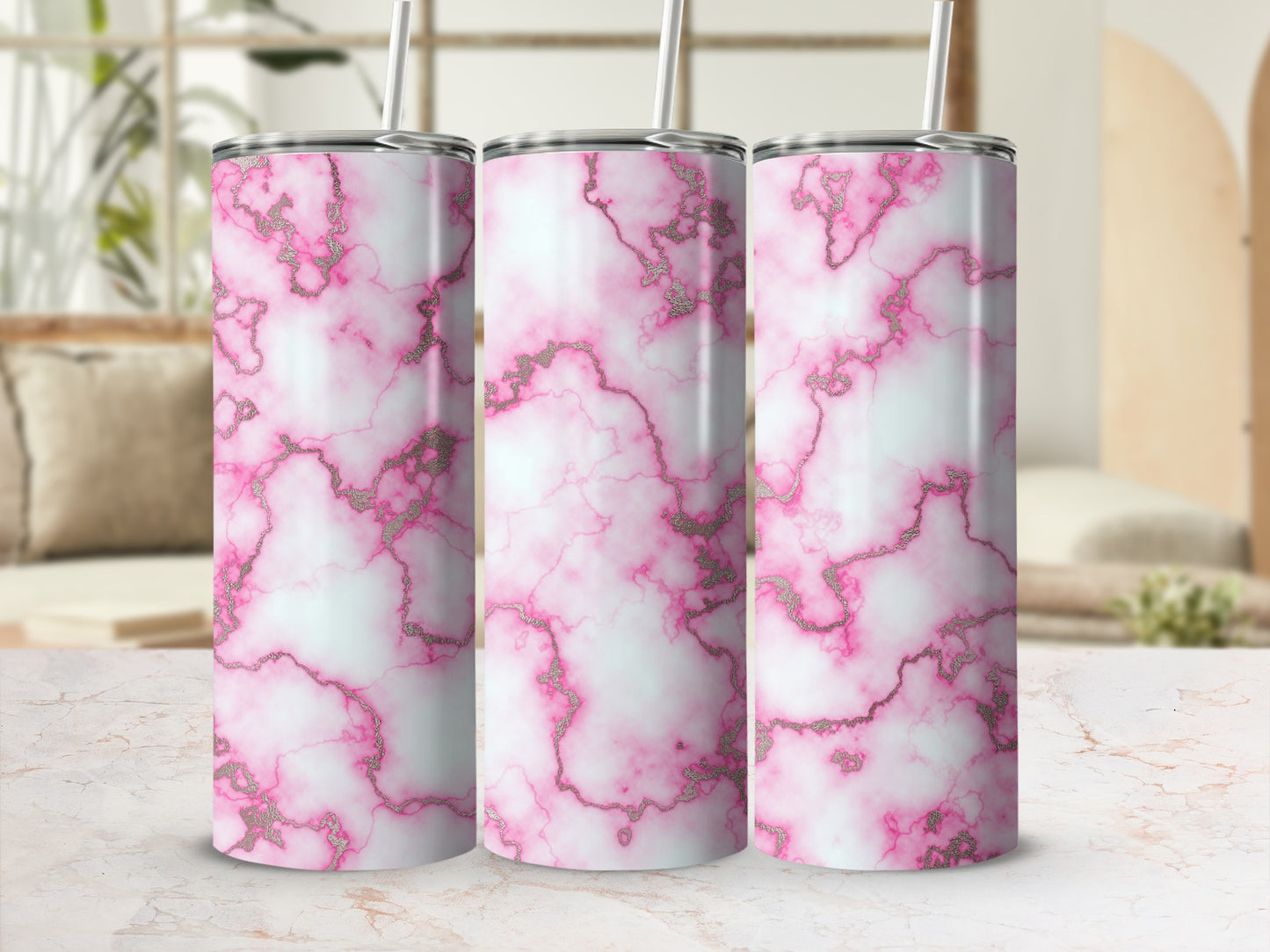 Elegant Pink Gold Marble Design Pattern Tumbler product