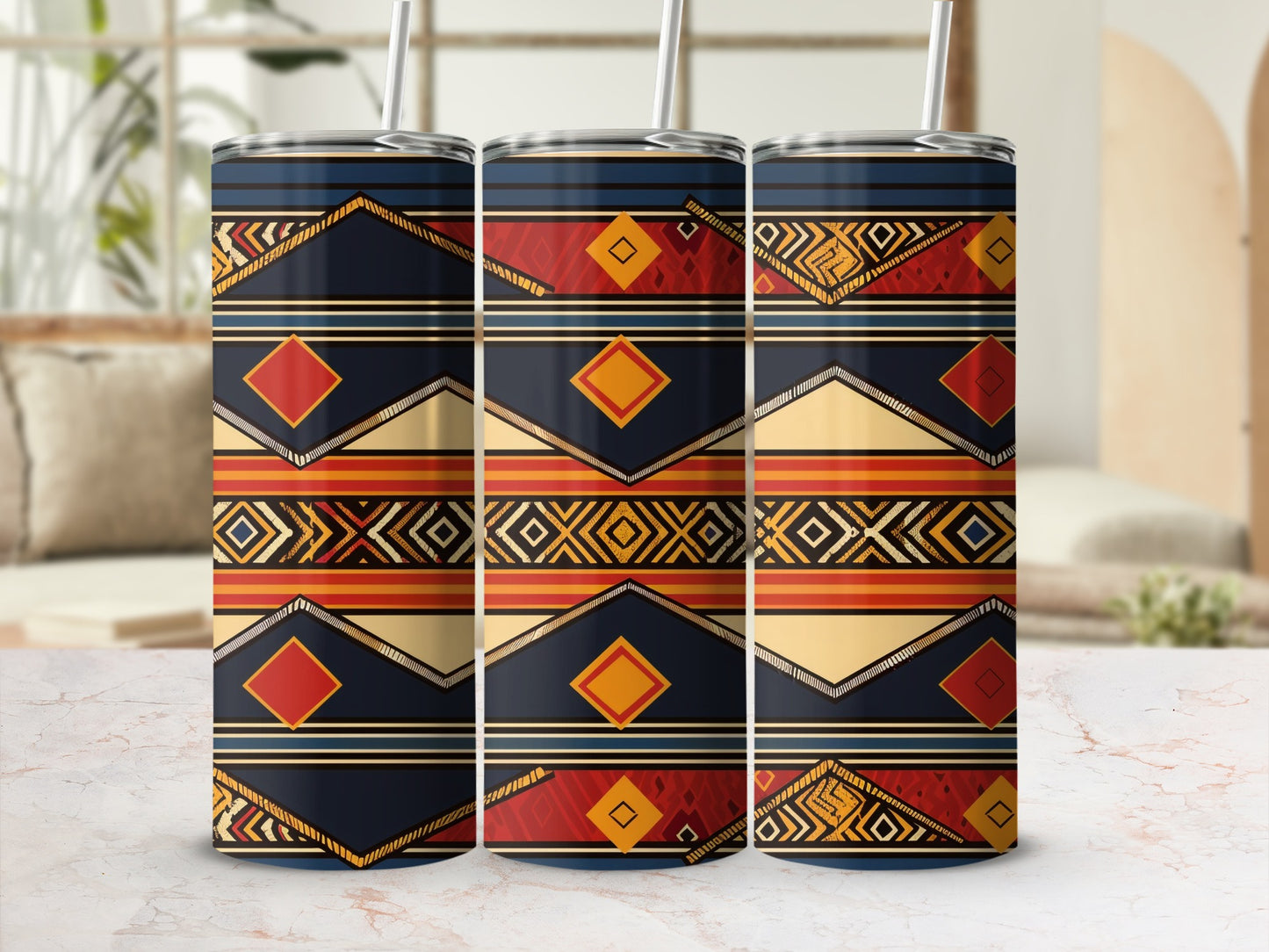 Tribal Inspired Geometric Pattern Tumbler Product