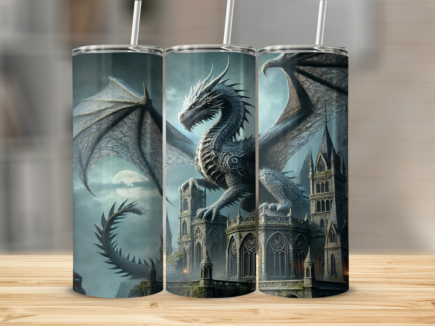 Majestic Dragon with Castle Art Tumbler