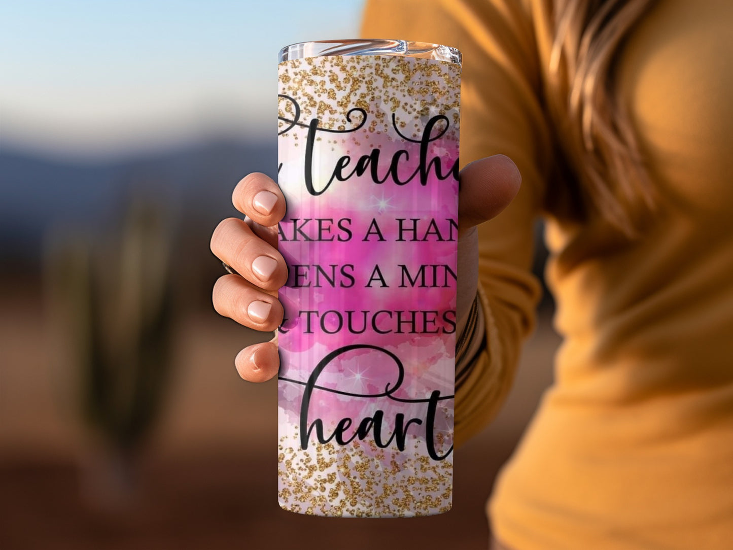 A Teacher Opens A Mind Touches A Heart Design Tumblers