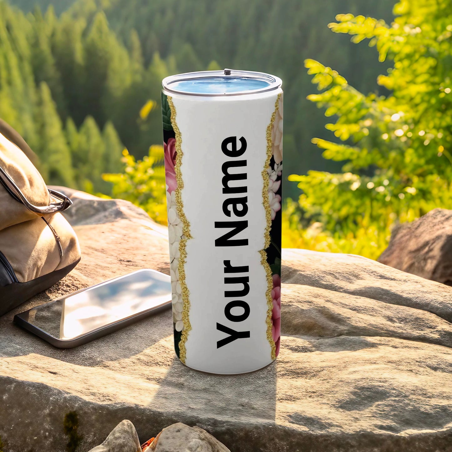 Customizable Floral Design Your Name Tumbler