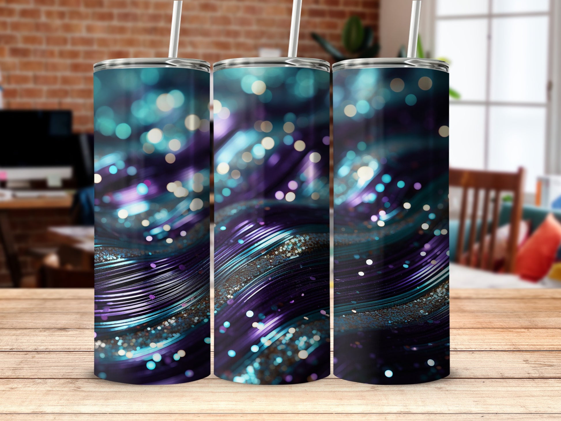 Abstract Swirls Glitter Teal Purple Bokeh Shimmer product type
