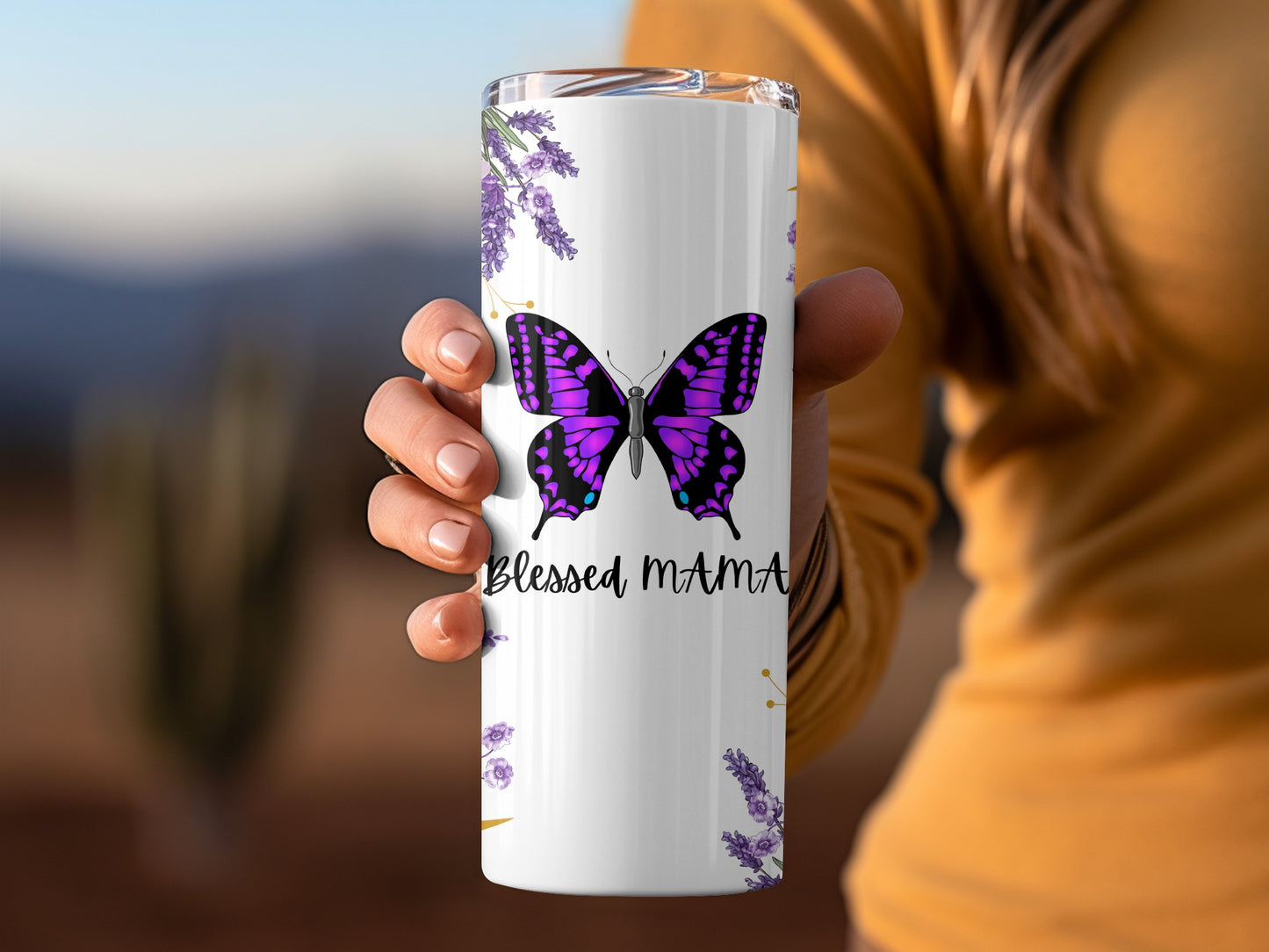 Blessed Mama Purple Butterfly Insulated Tumbler