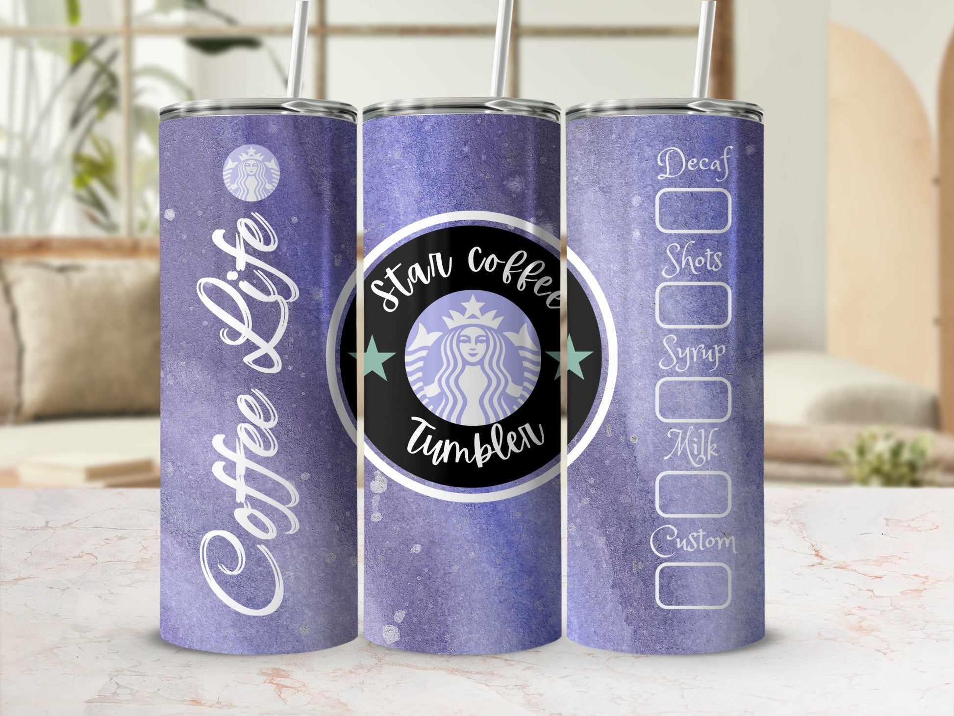 Coffee Life Star Coffee Tumbler with Checklist Design