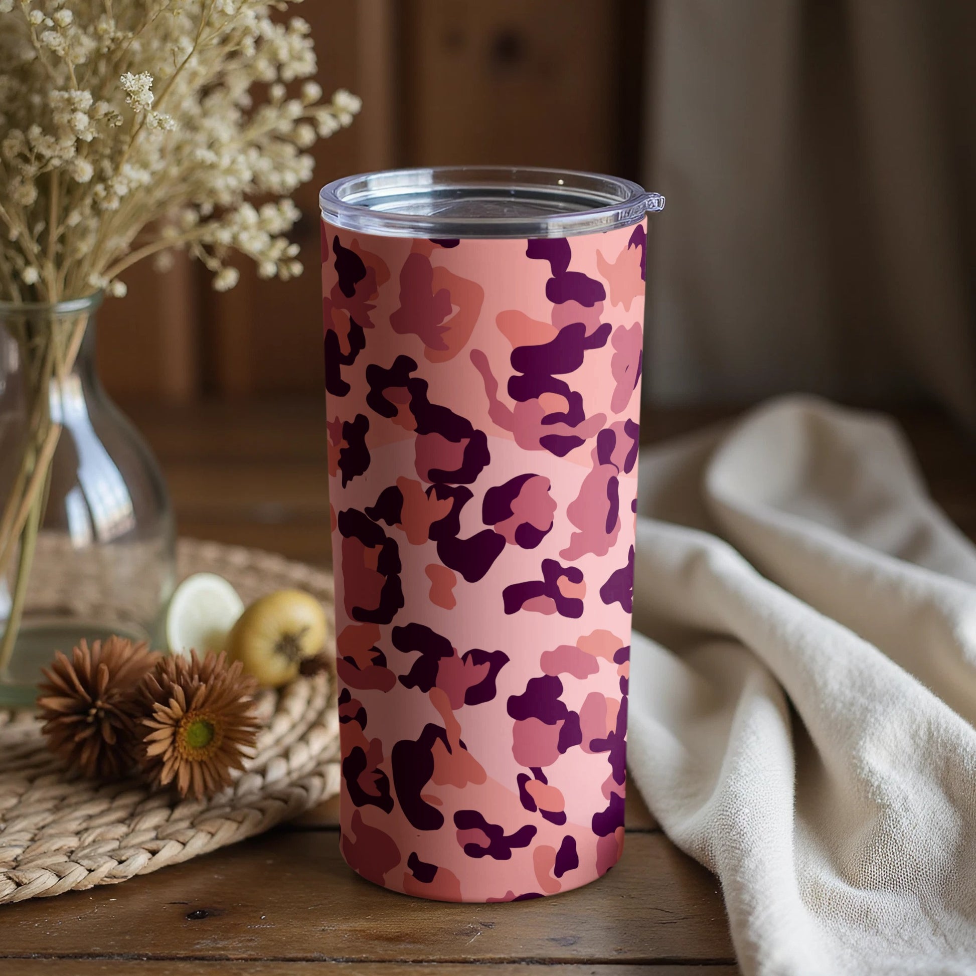 Pink and Purple Camouflage Pattern Tumbler Product