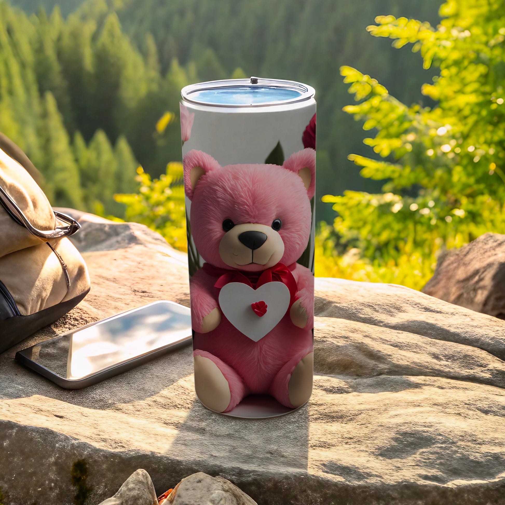 Adorable Pink Teddy Bear Design Insulated Tumbler