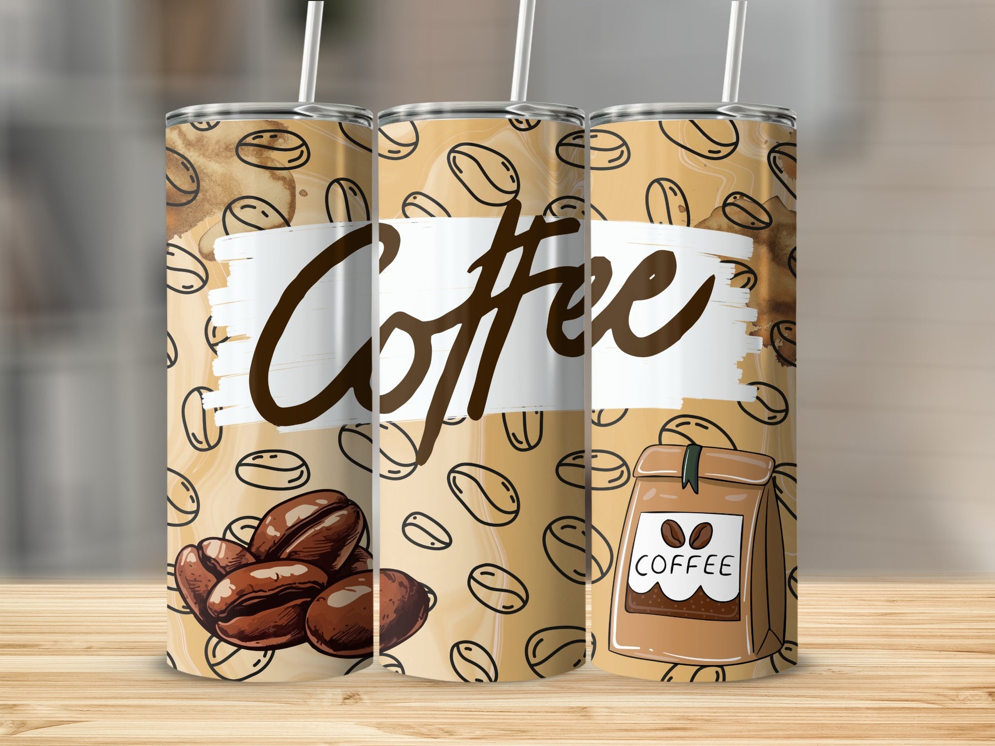 Coffee Bean Graphic Insulated Tumbler Product