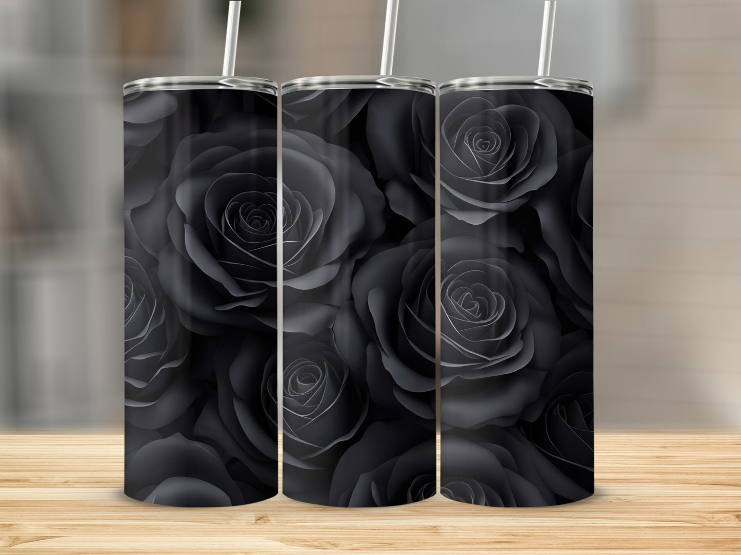 Elegant Black Rose Design Tumbler for Any Occasion