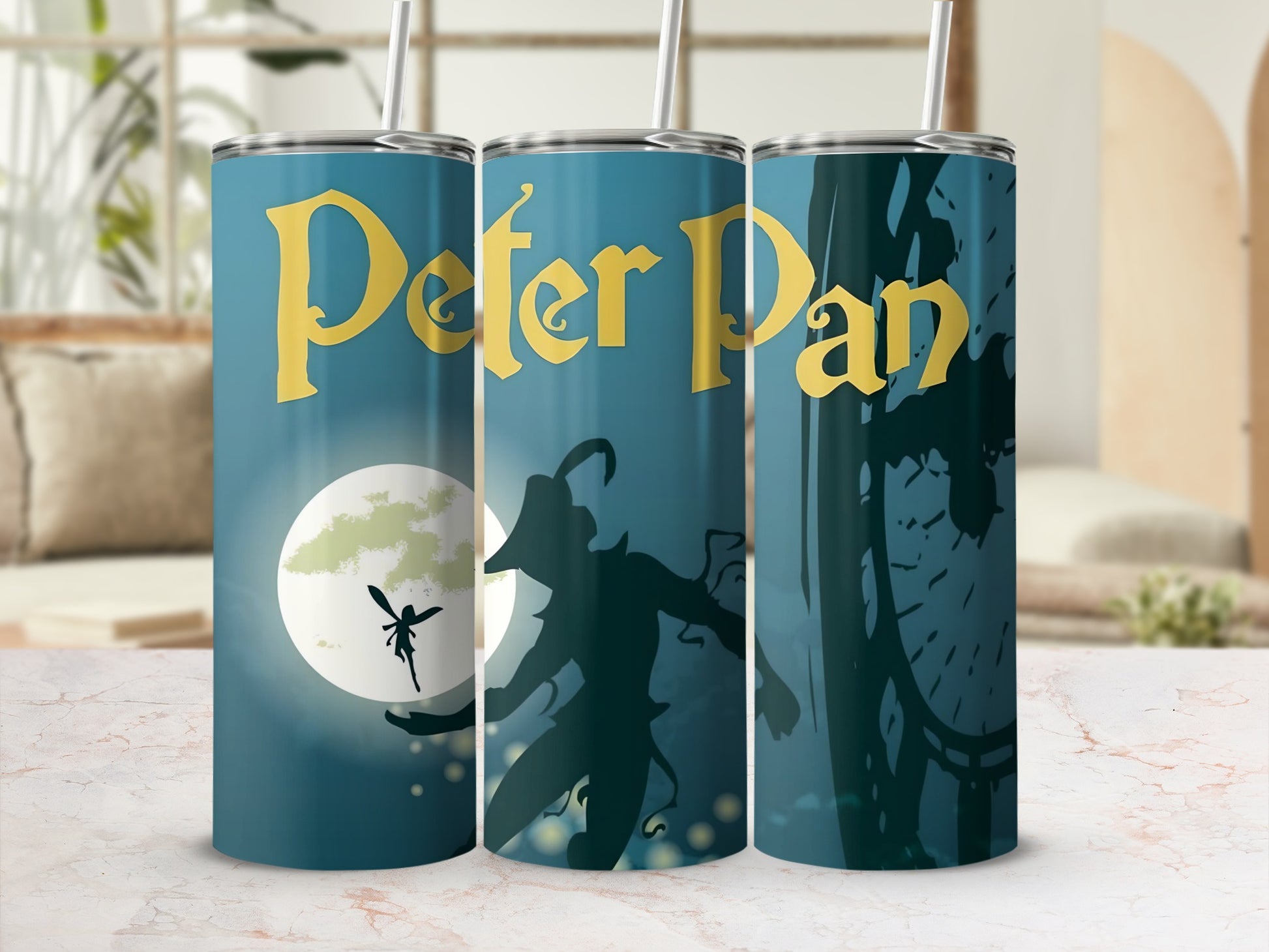 Peter Pan Design Tumbler Magic Minimalist Style