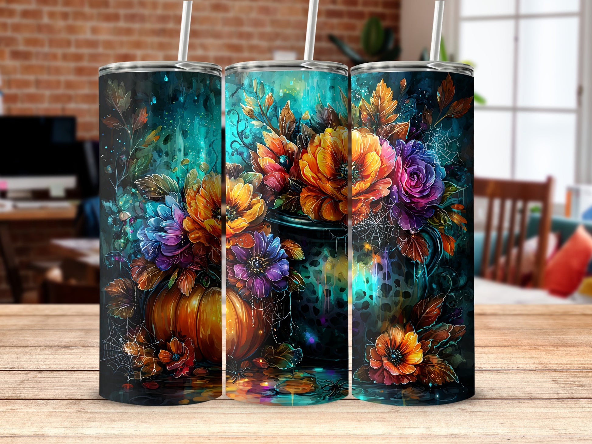Colorful Floral Design Insulated Tumbler Product