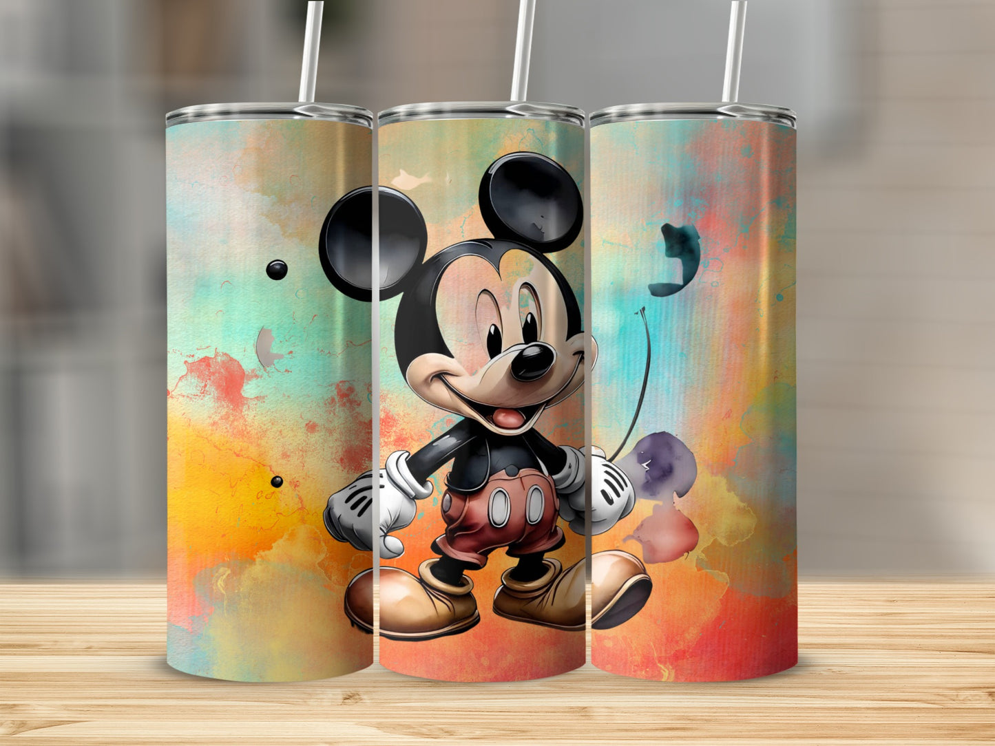 Colorful Mickey Mouse Art on Drink Tumbler Product
