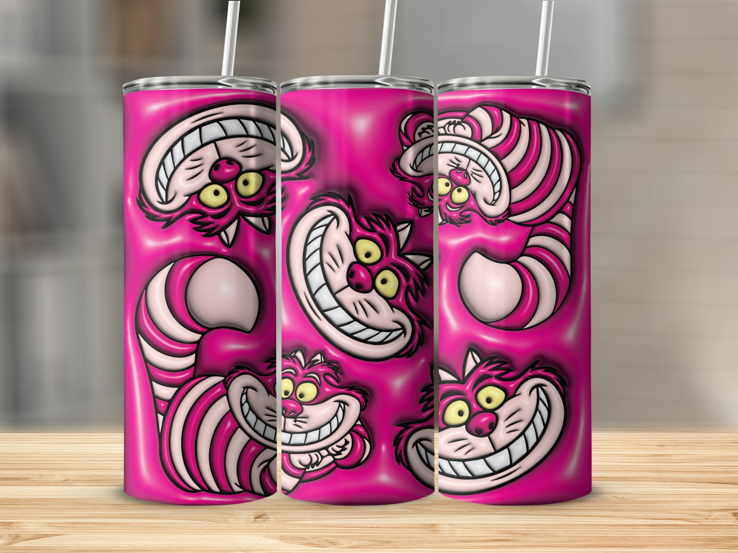 Pink Cartoon Cat Design Vacuum Insulated Tumbler