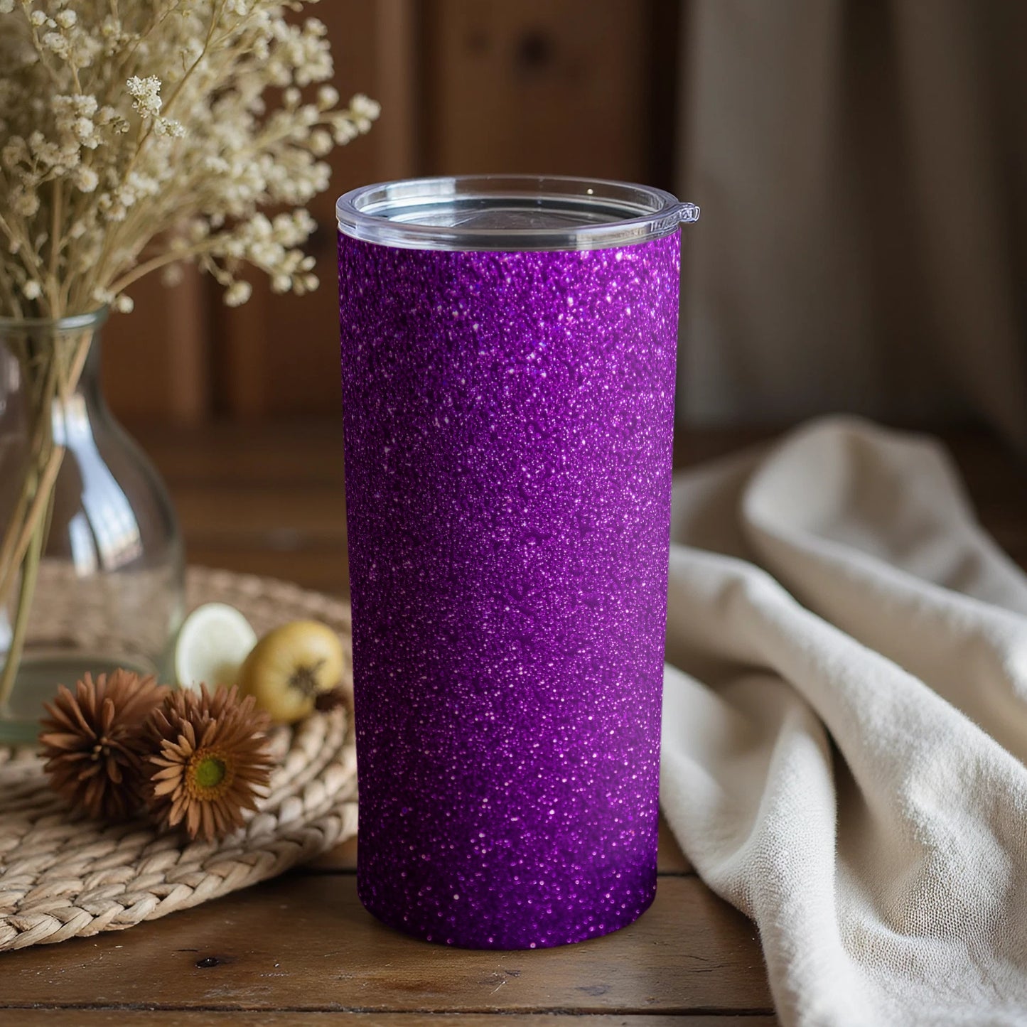 Sparkling Purple Glitter Travel Tumbler