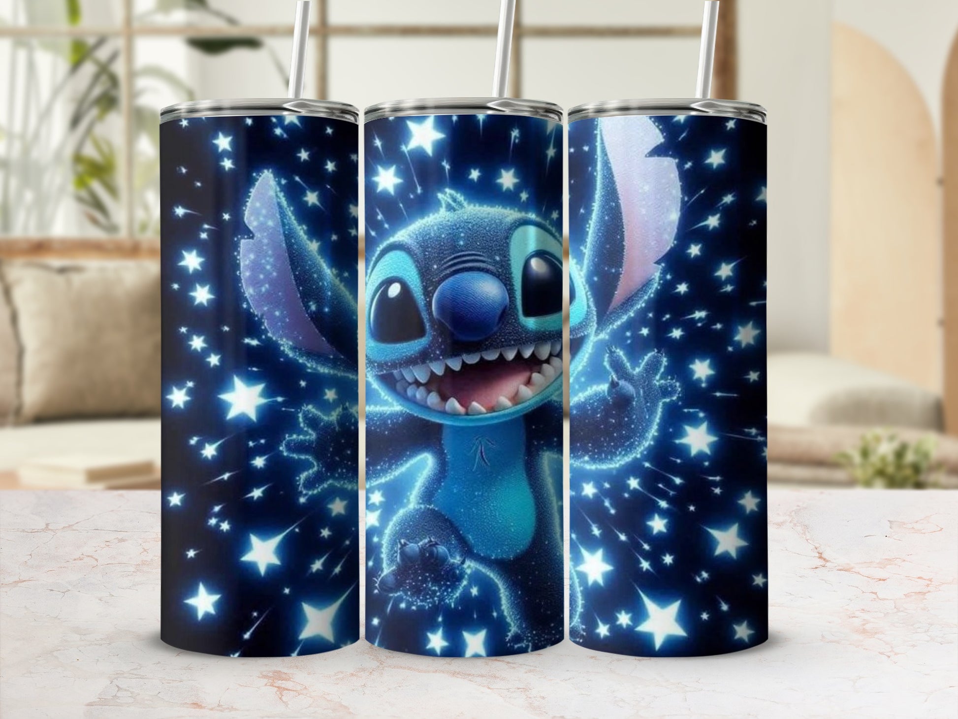 Cute Blue Character with Sparkling Stars Tumbler