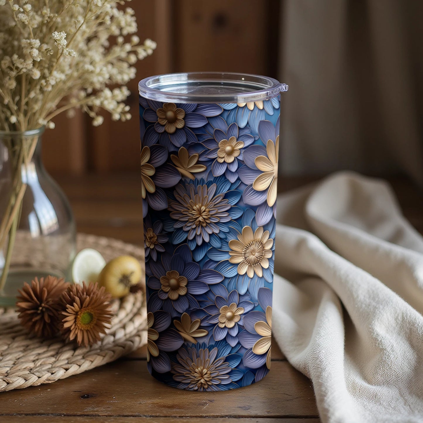 Floral Pattern Tumbler for Beverages Travel Mug