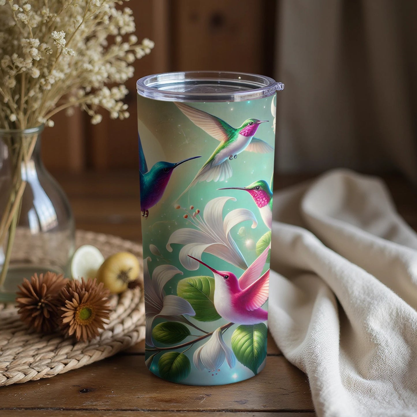 Colorful Hummingbird Art Travel Mug for Nature Lovers