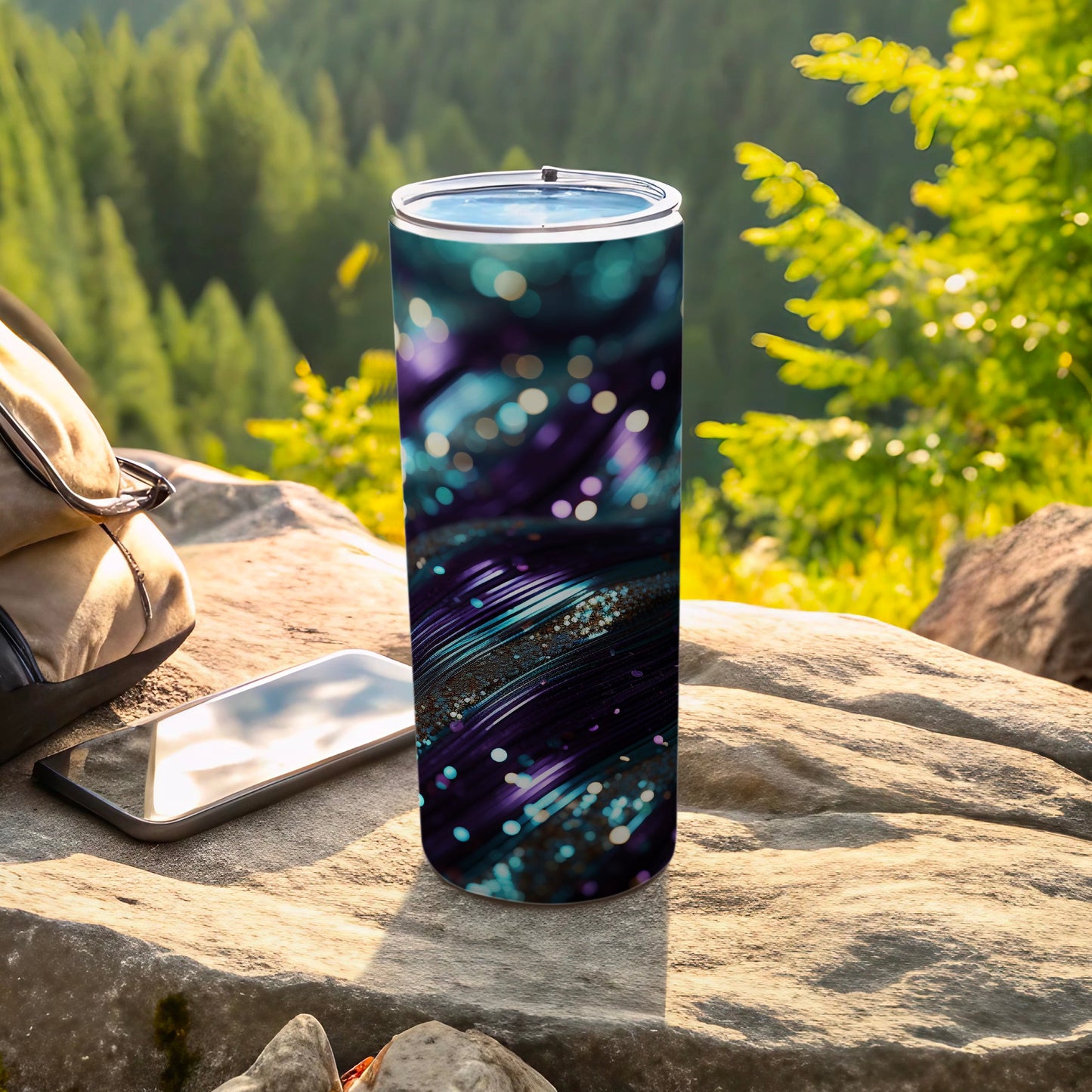 Vibrant Bokeh Abstract Purple Blue Design Tumbler product type