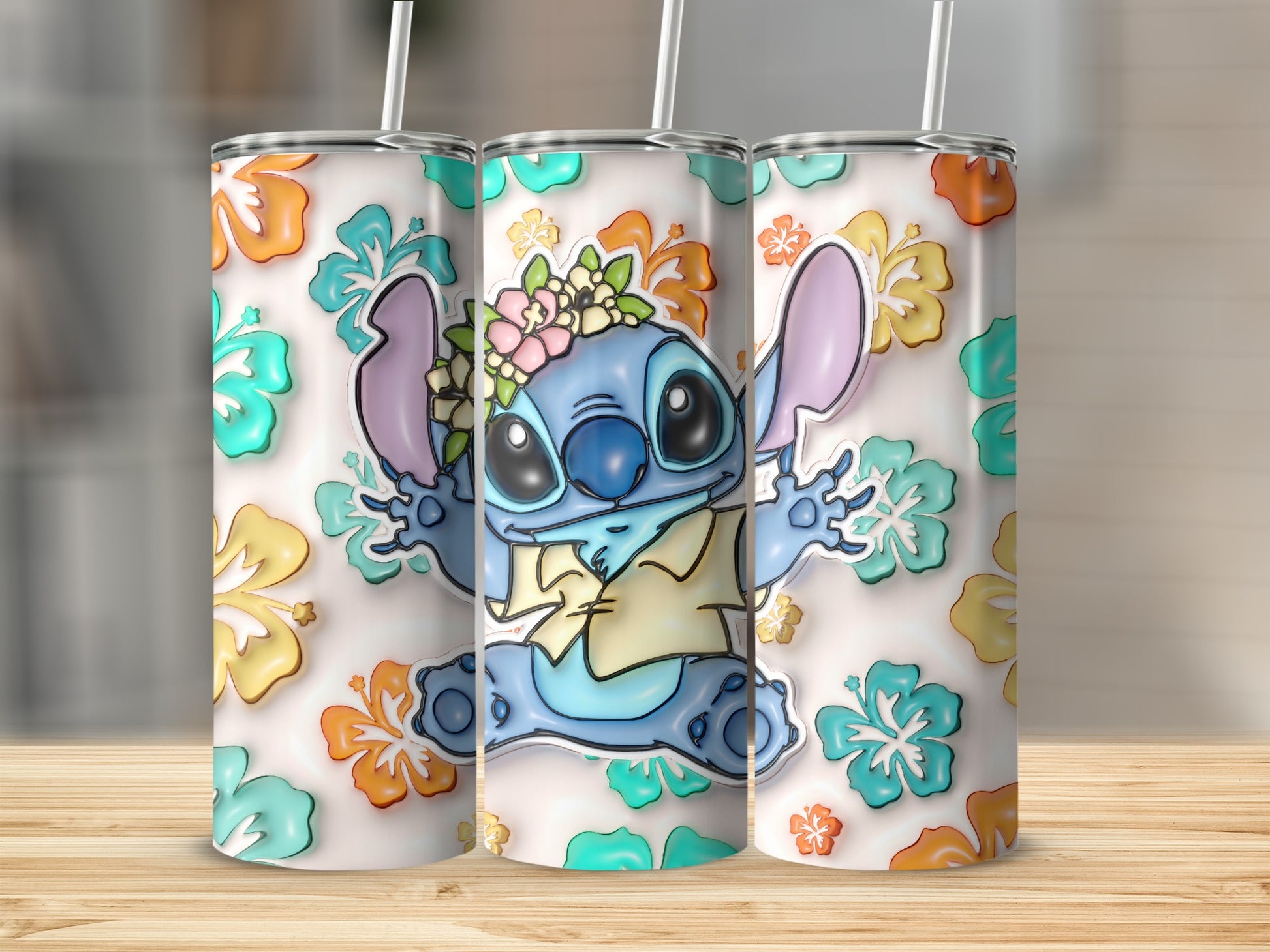 Colorful Cartoon Character Floral Tumbler Design