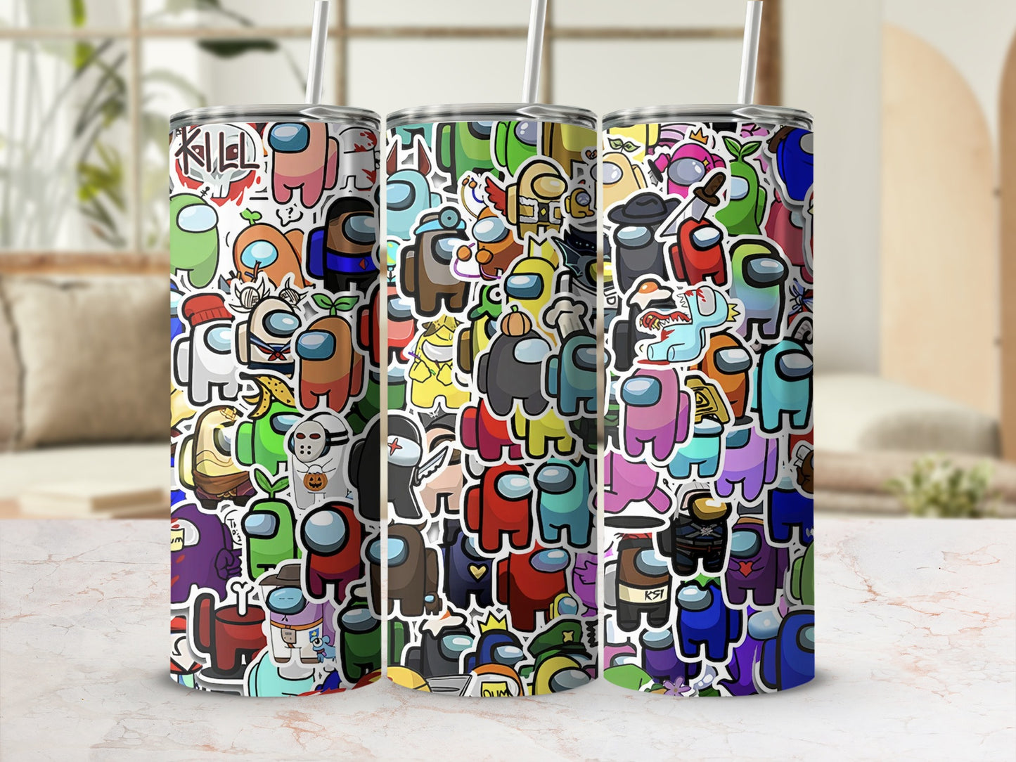 Colorful Characters Among Pattern Tumbler