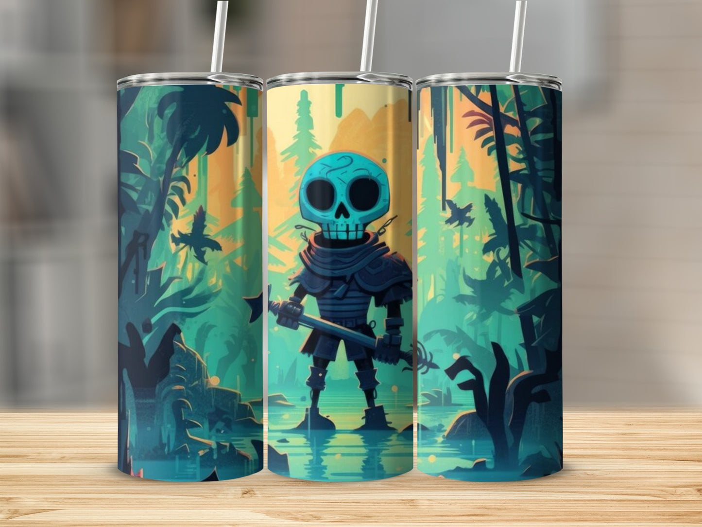 Skeleton Warrior Fantasy Art Tumbler Cup