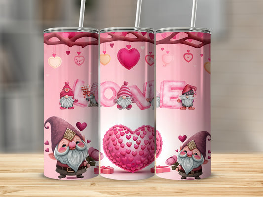 Valentine's Day Love Gnome Heart Design Tumbler