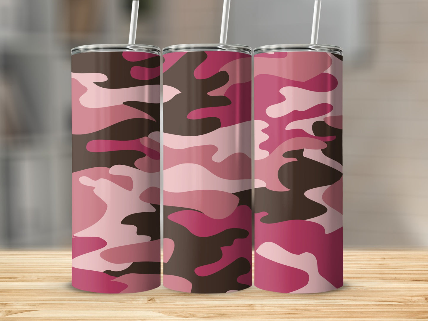 Pink Camouflage Pattern Design Travel Tumbler