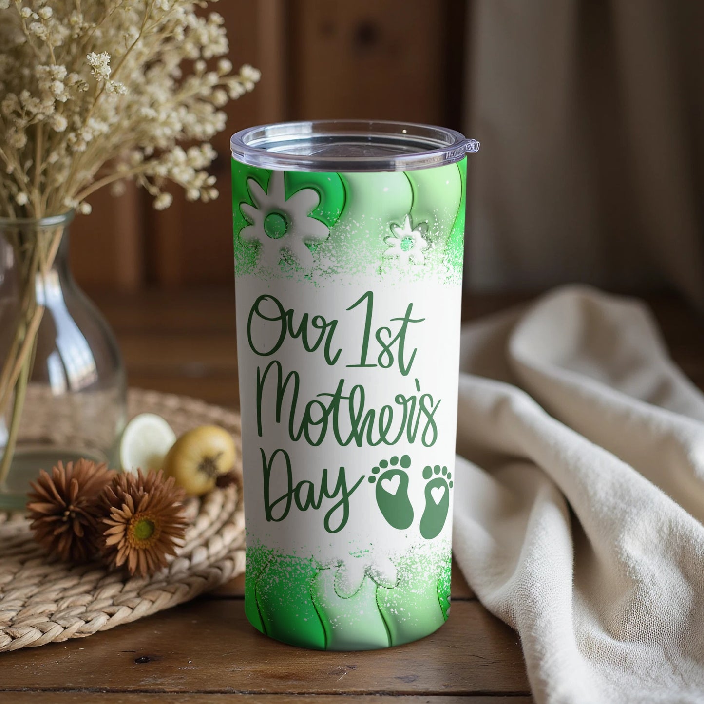 Our 1st Mother's Day Keepsake Tumbler with Footprints