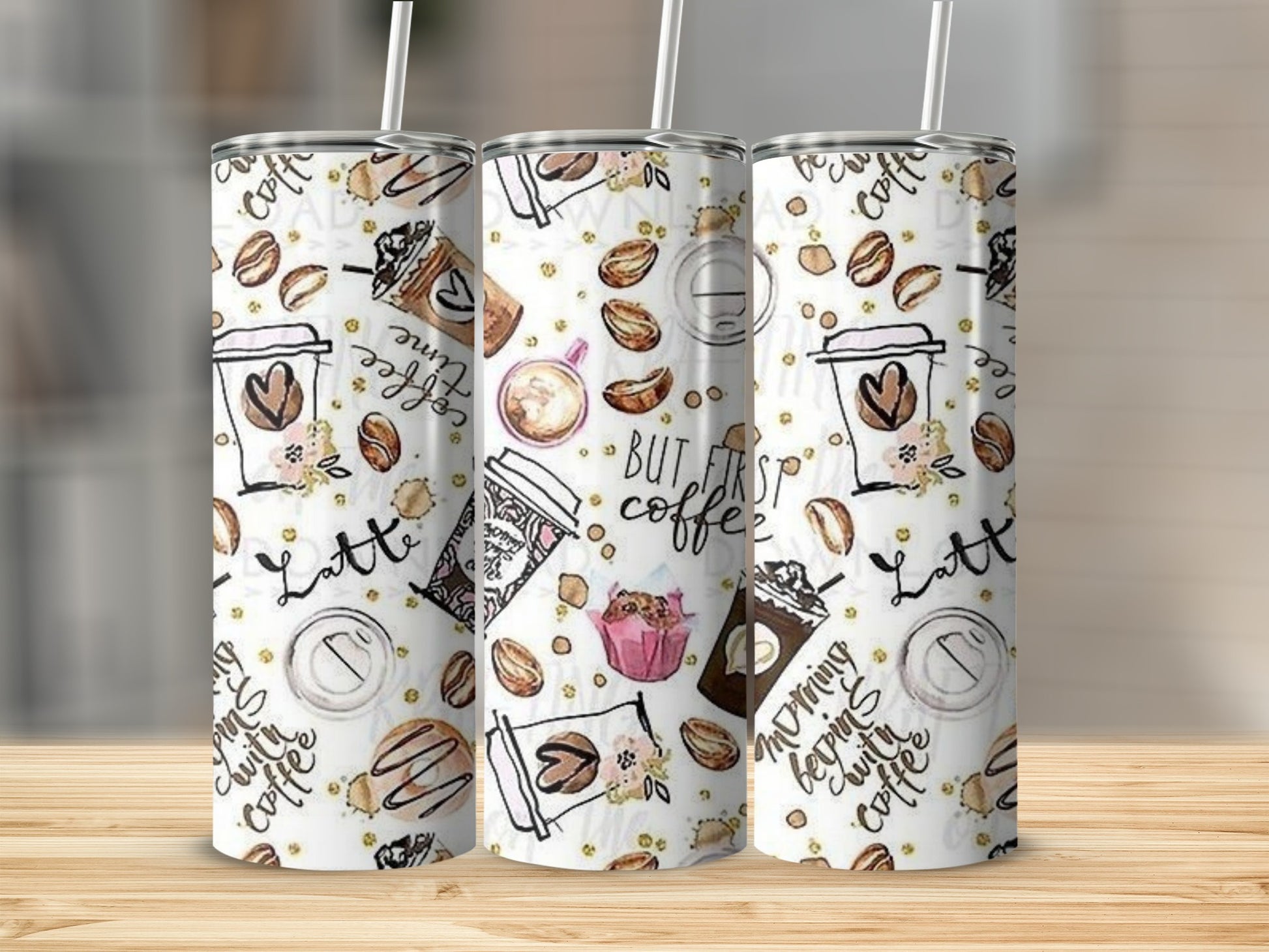 Coffee Lover's Design Insulated Tumbler Fast Shipping