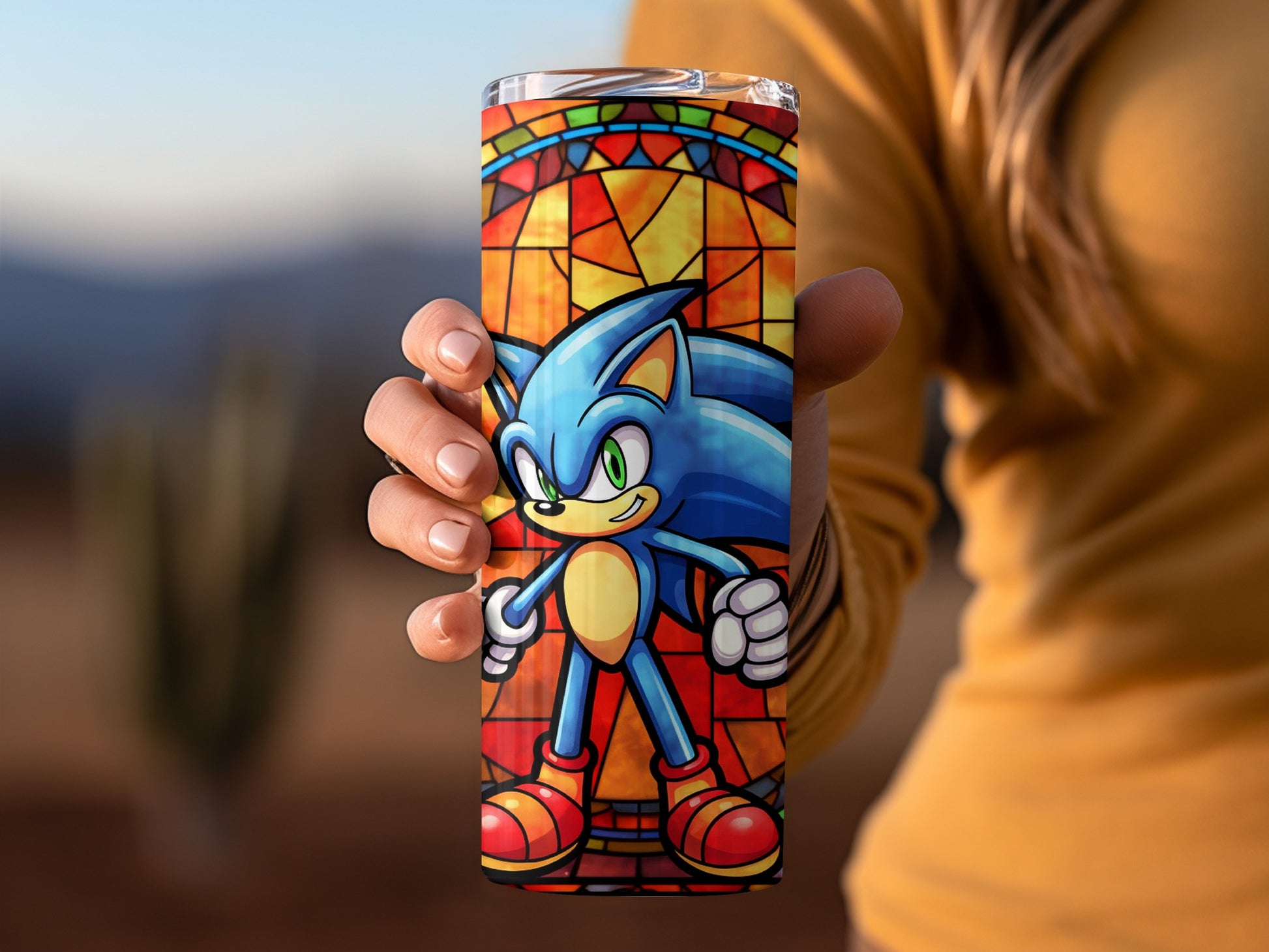 Vibrant Stained Glass Sonic Tumbler for True Fans