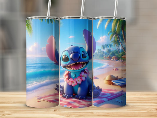 Cute Cartoon Character Tropical Beach Themed Tumbler