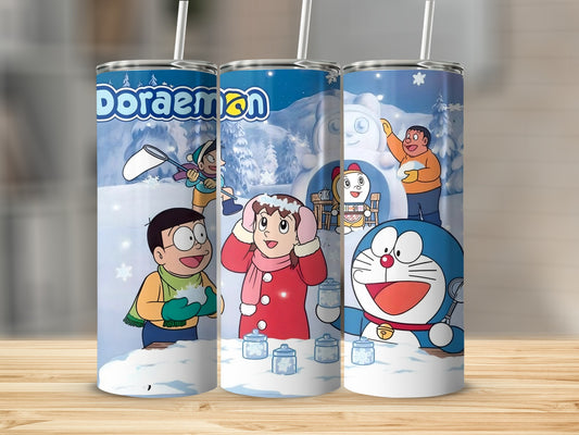 Doraemon Winter Wonderland Themed Tumbler