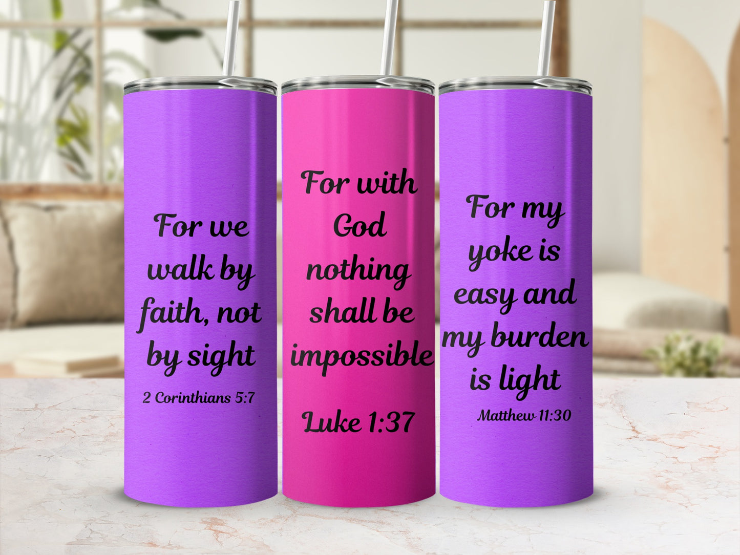 Inspirational Christian Quotes Tumbler Set of Three