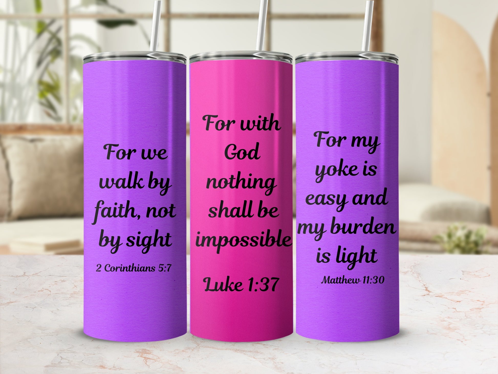 Inspirational Christian Quotes Tumbler Set of Three