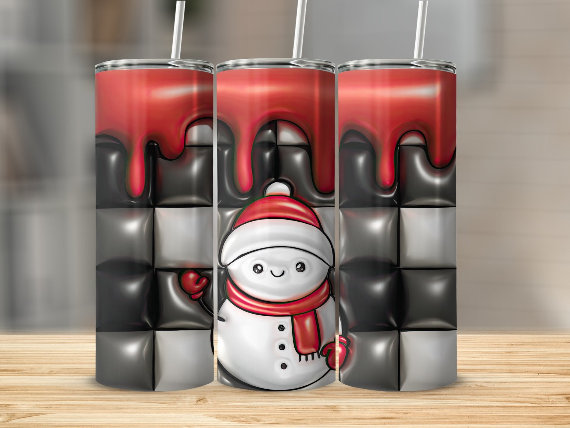 Festive Snowman and Dripping Red Tumbler Product