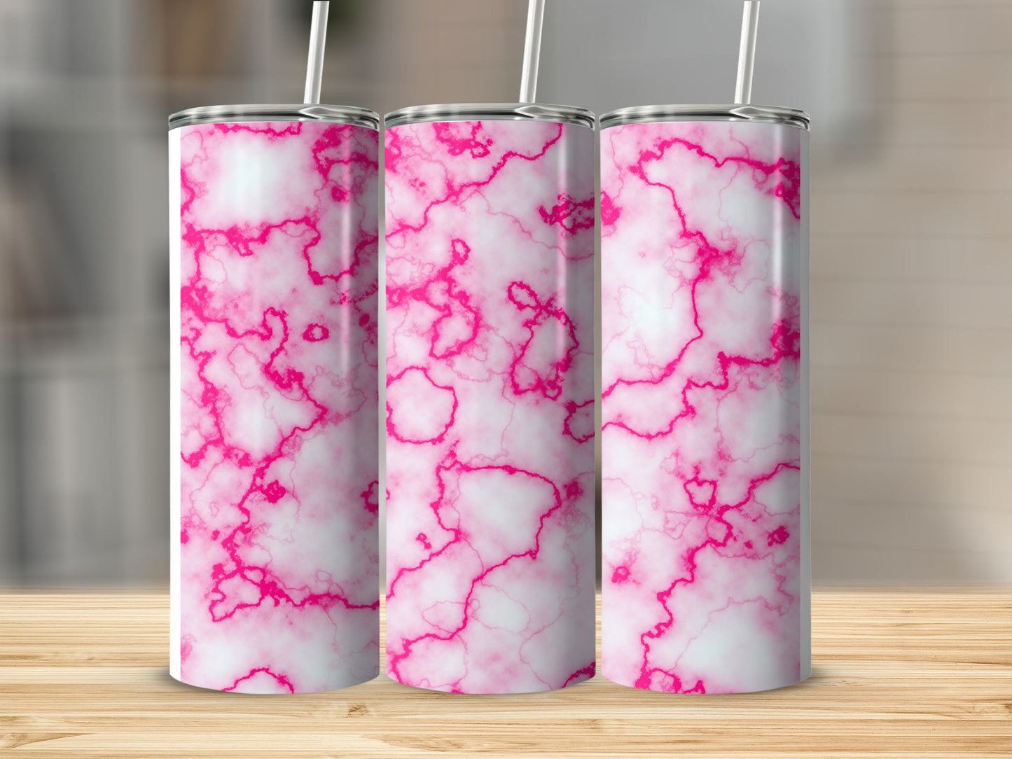 Pink Marbled Veins on Light Background Design Tumblers