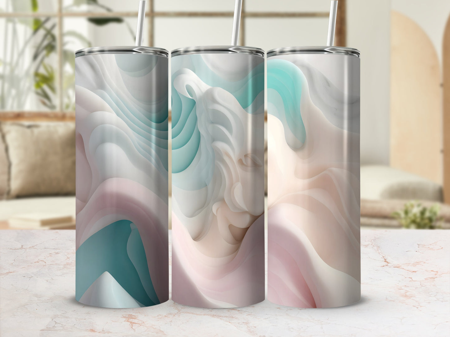 Abstract layered fluid pastel ripples product type