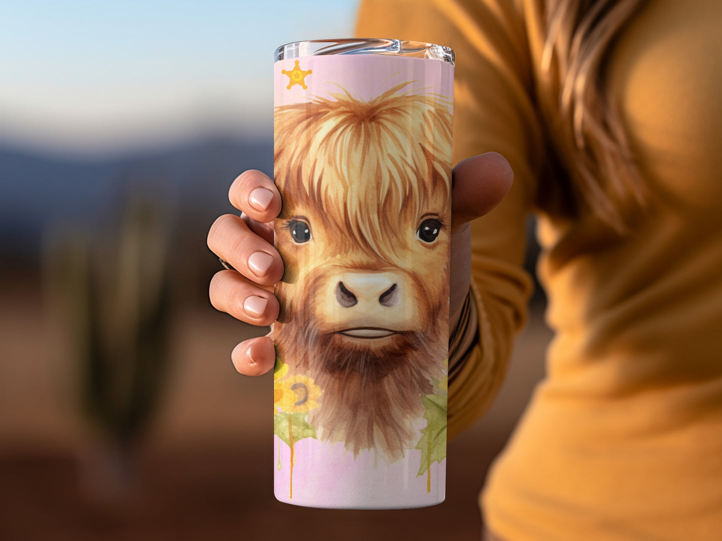 Cute Highland Cow Tumbler with Artistic Design