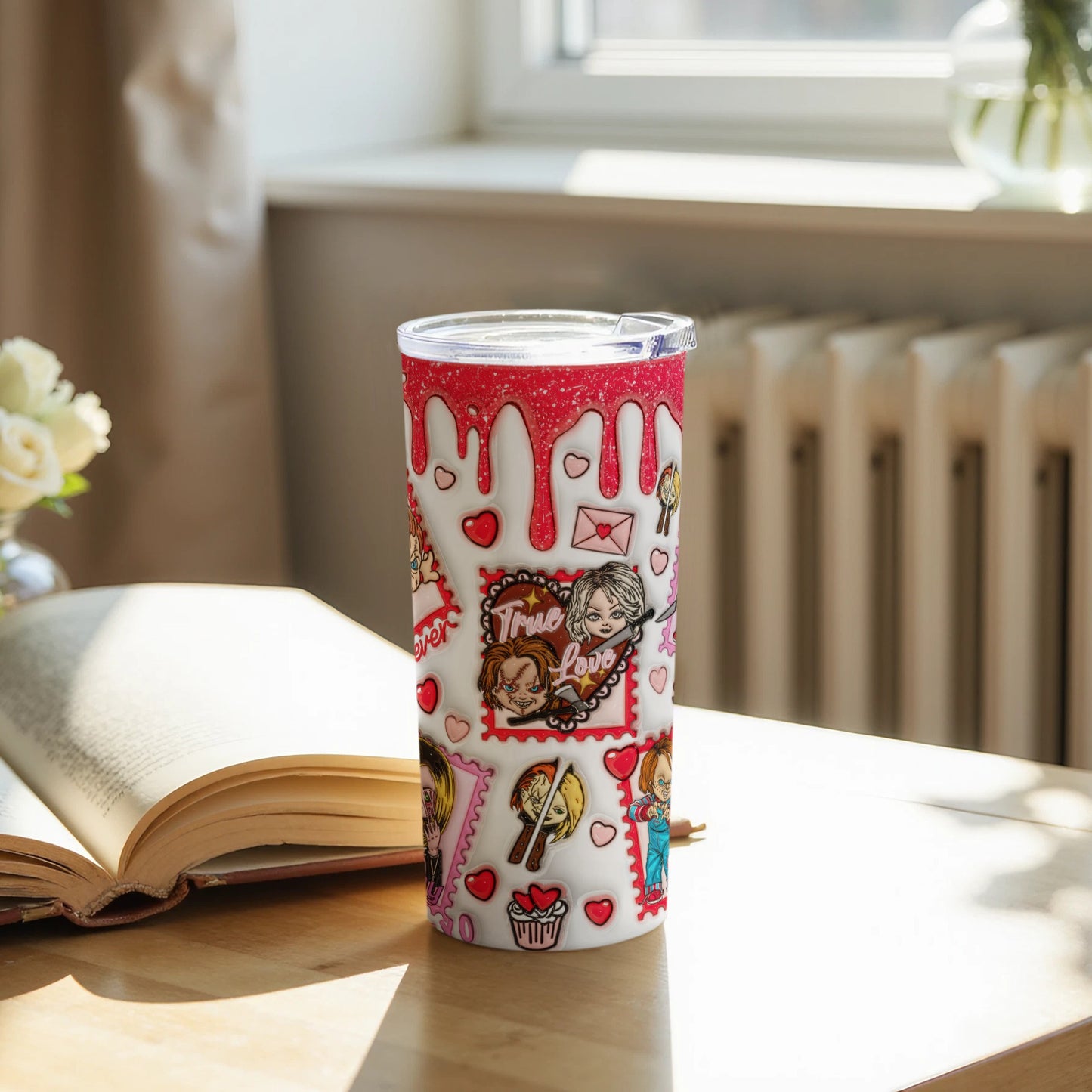 Cute Valentine's Day Tumbler with Colorful Pattern
