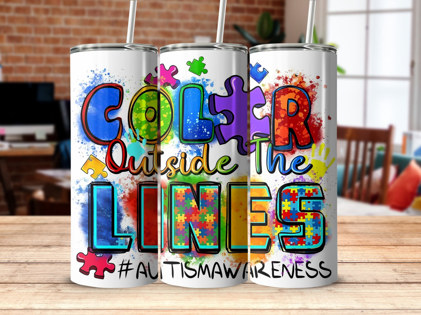 Color Outside the Lines Autism Awareness Tumbler