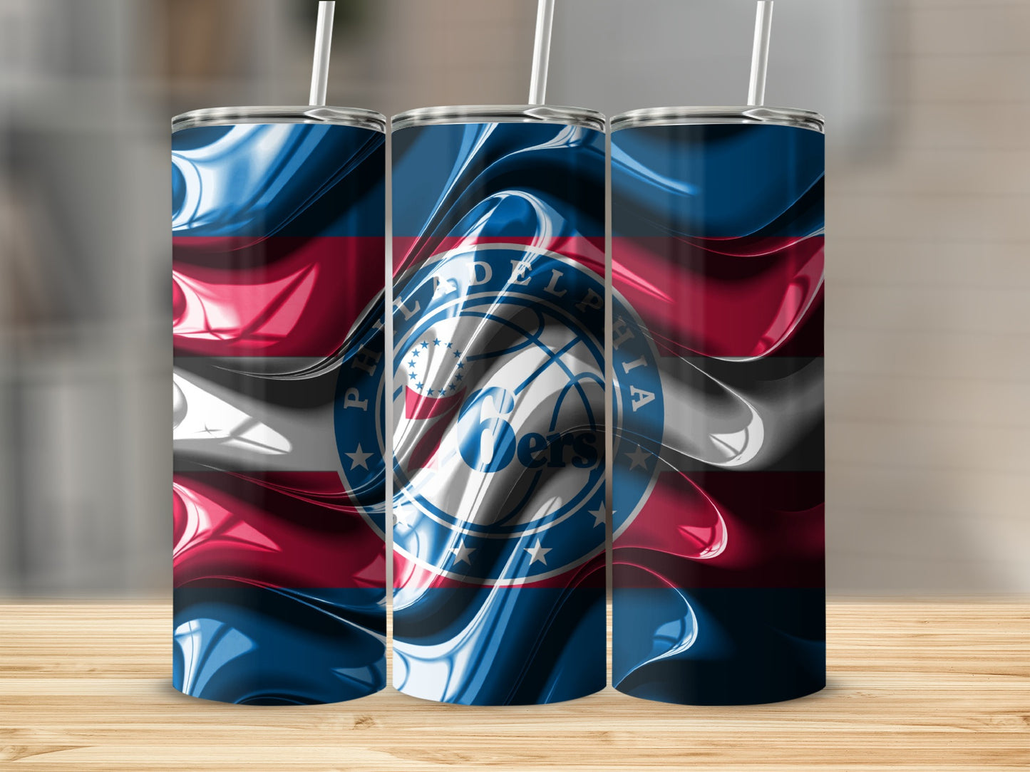 Philadelphia 76ers Team Logo Swirl Design Tumblers