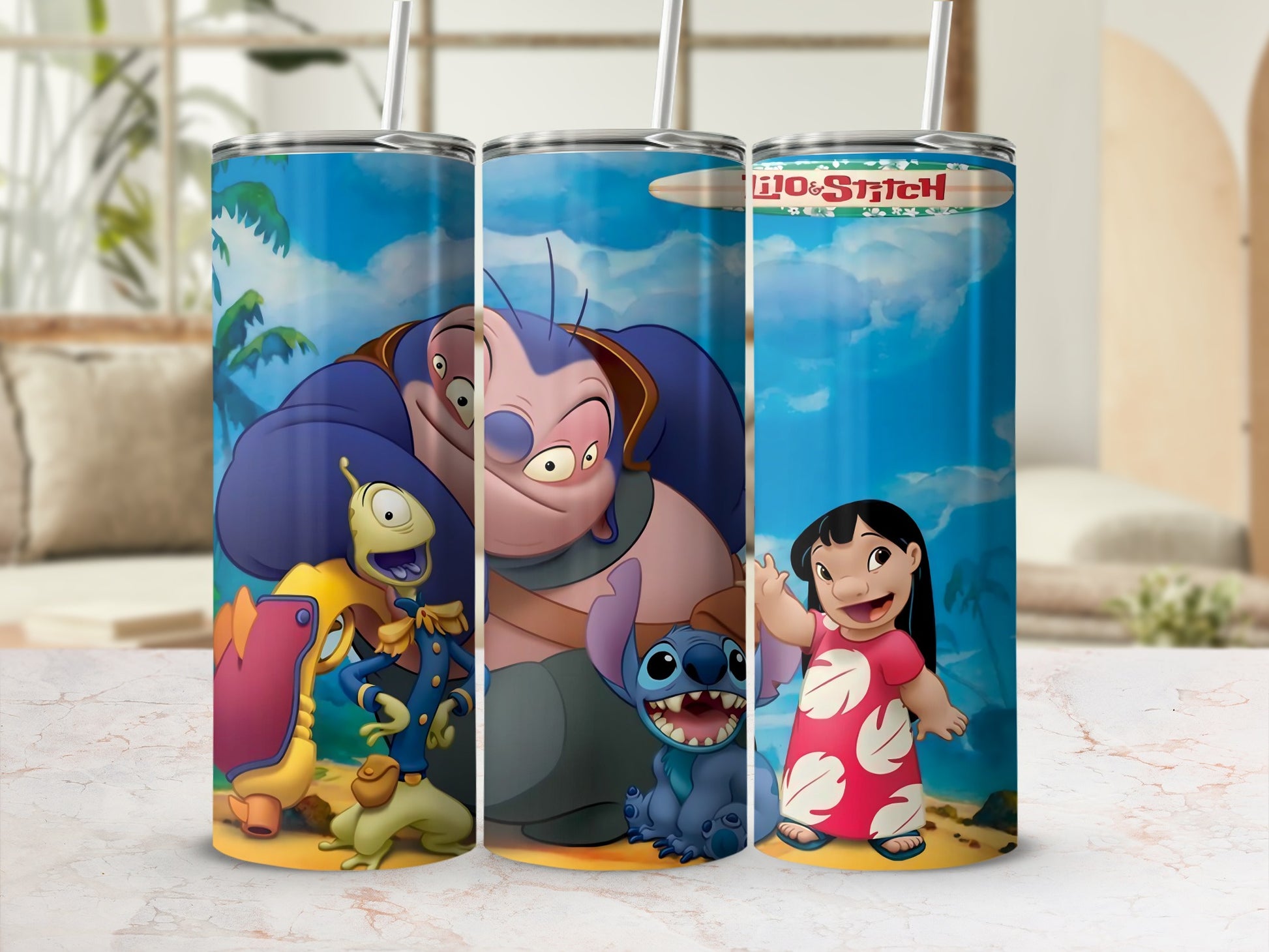 Fun Colorful Lilo and Stitch Characters Tumbler Product