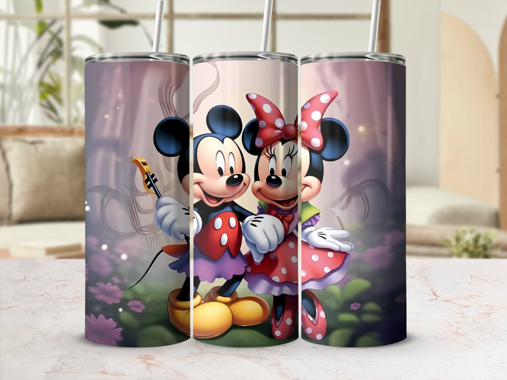 Cute Mickey and Minnie Mouse Tall Tumbler Set