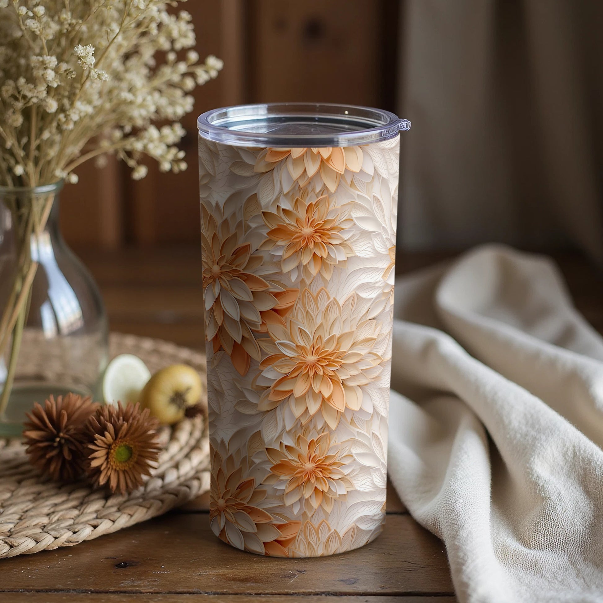 Floral Patterned Insulated Tumbler for Beverage Enthusiasts