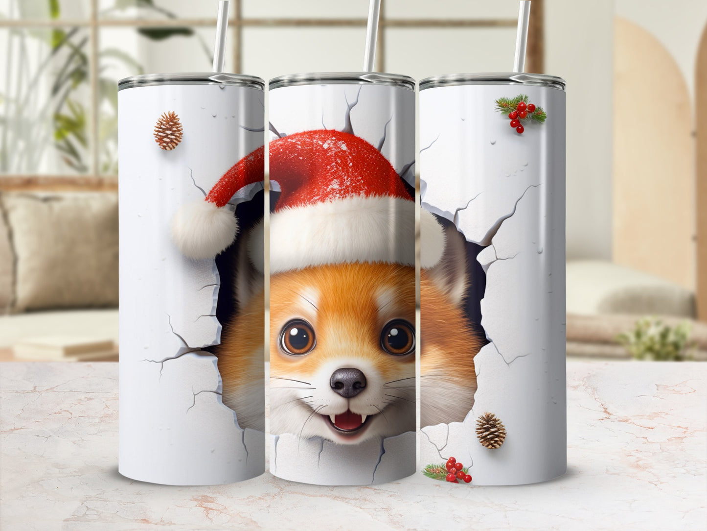 Festive Fox Design Stainless Steel Tumbler Product