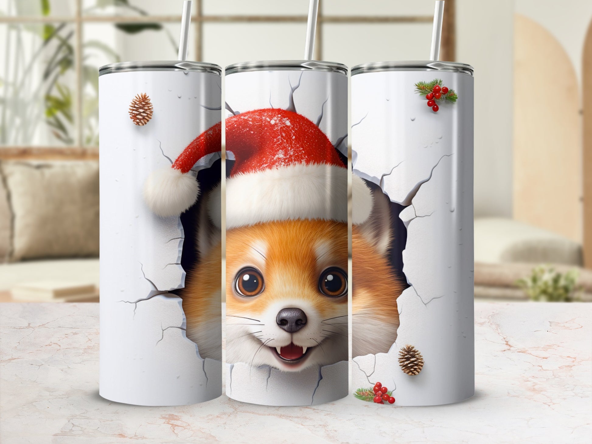 Festive Fox Design Stainless Steel Tumbler Product