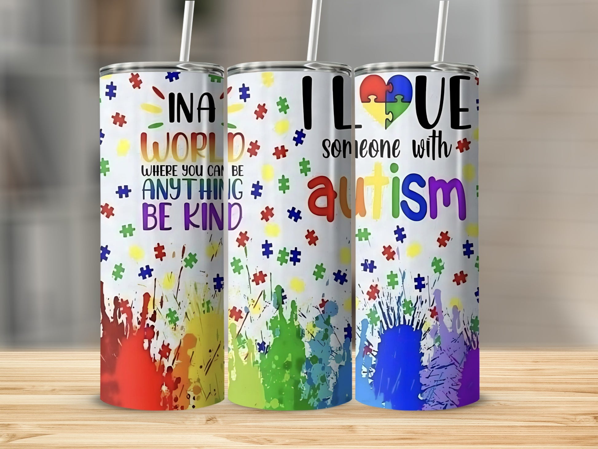Inspirational Autism Awareness Tumblers Cup Set