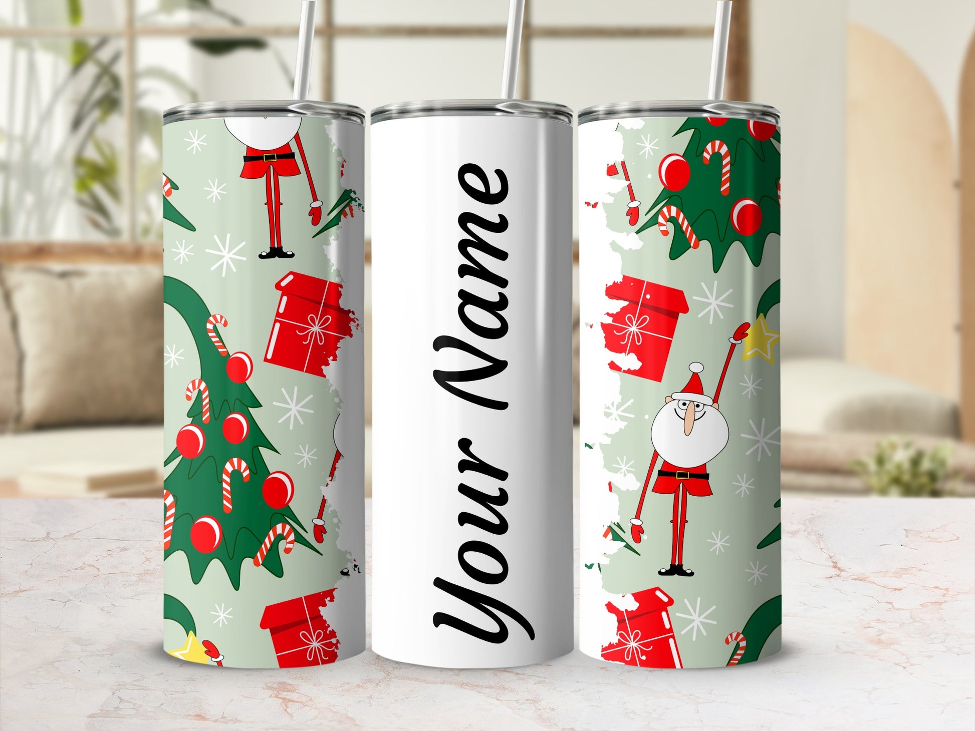 Personalized Christmas Santa Design Insulated Tumbler